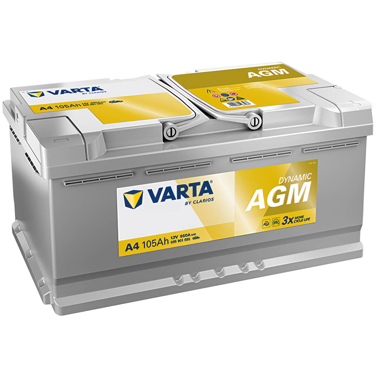 Autobatterie Varta Dynamic AGM xEV Start Stop A4 12V 105Ah 605901095J382 Seite links