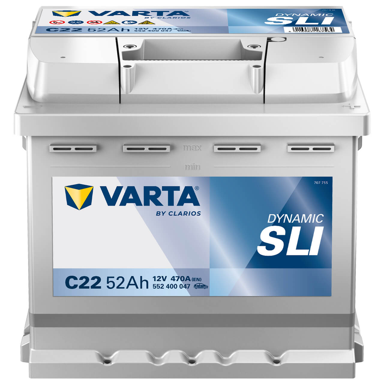 Autobatterie Varta Dynamic SLI C22 12V 52Ah 5524000473132 Front