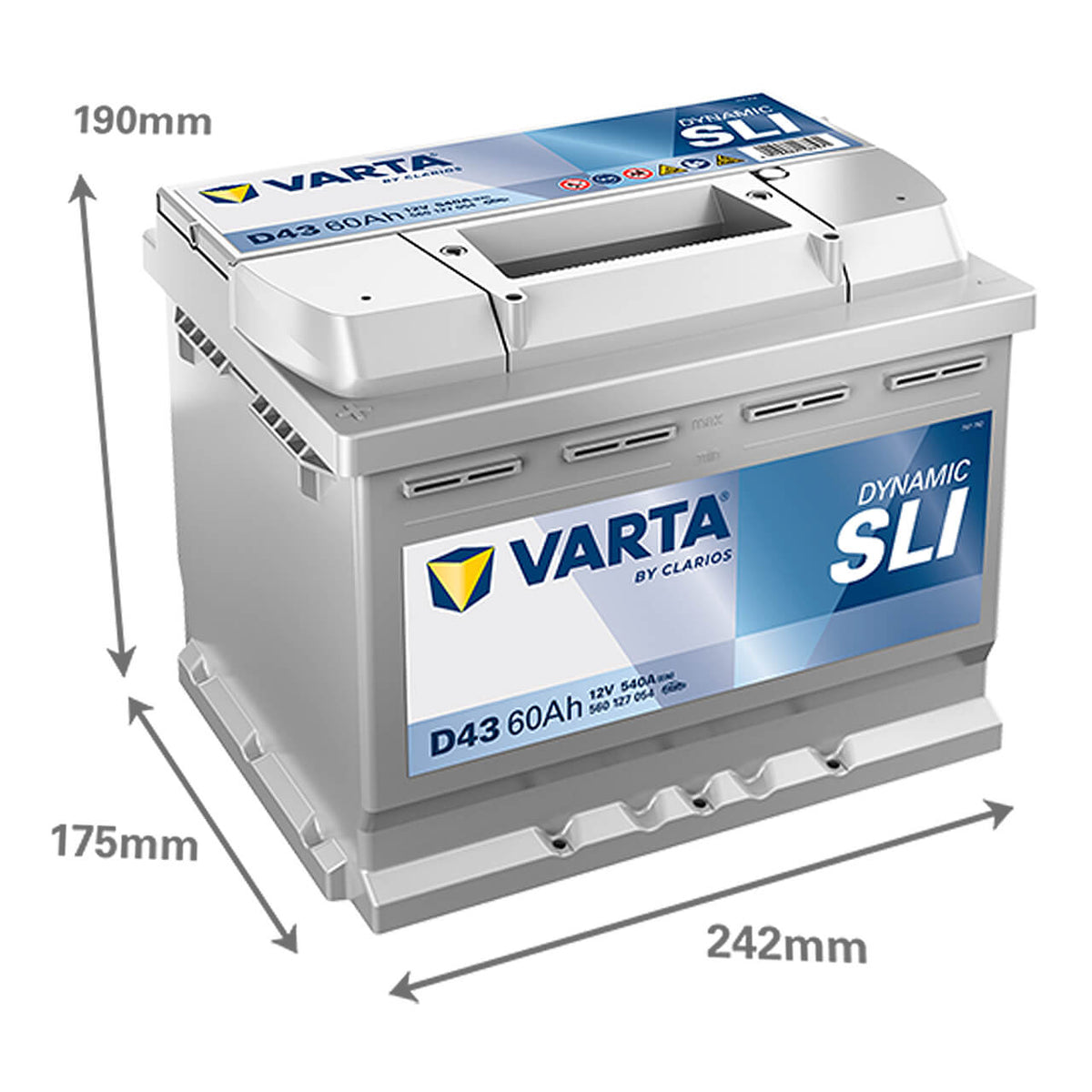 Varta D43 Dynamic SLI 12V 60Ah 540A/EN Autobatterie