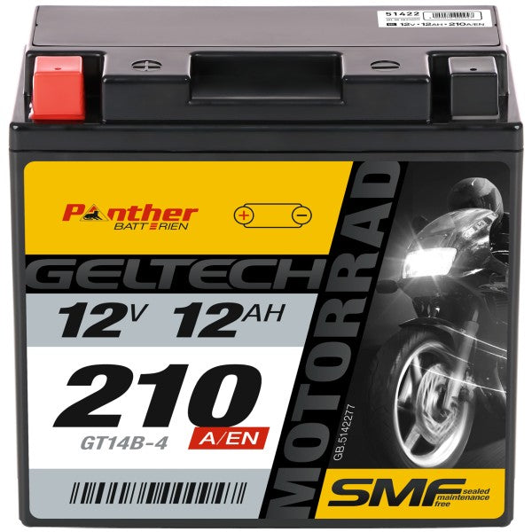 Motorradbatterie Panther GEL GT14B-4 51422 12V 12Ah Front