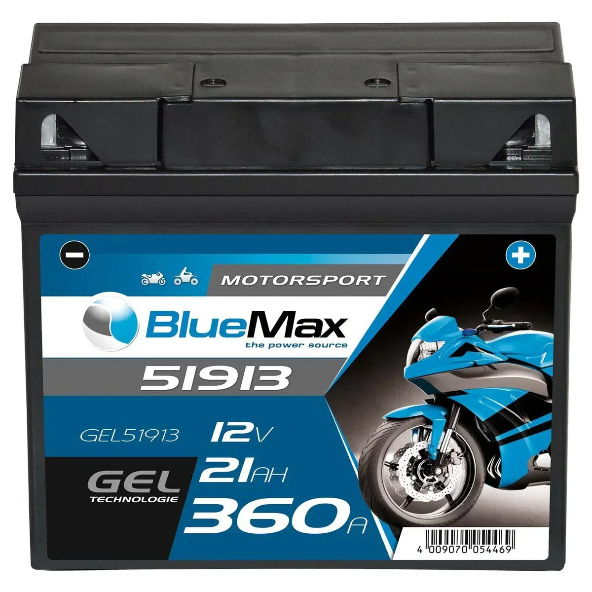 BLUEMAX Motorsport 51913 GEL 12V 21Ah 360A/EN Motorradbatterie