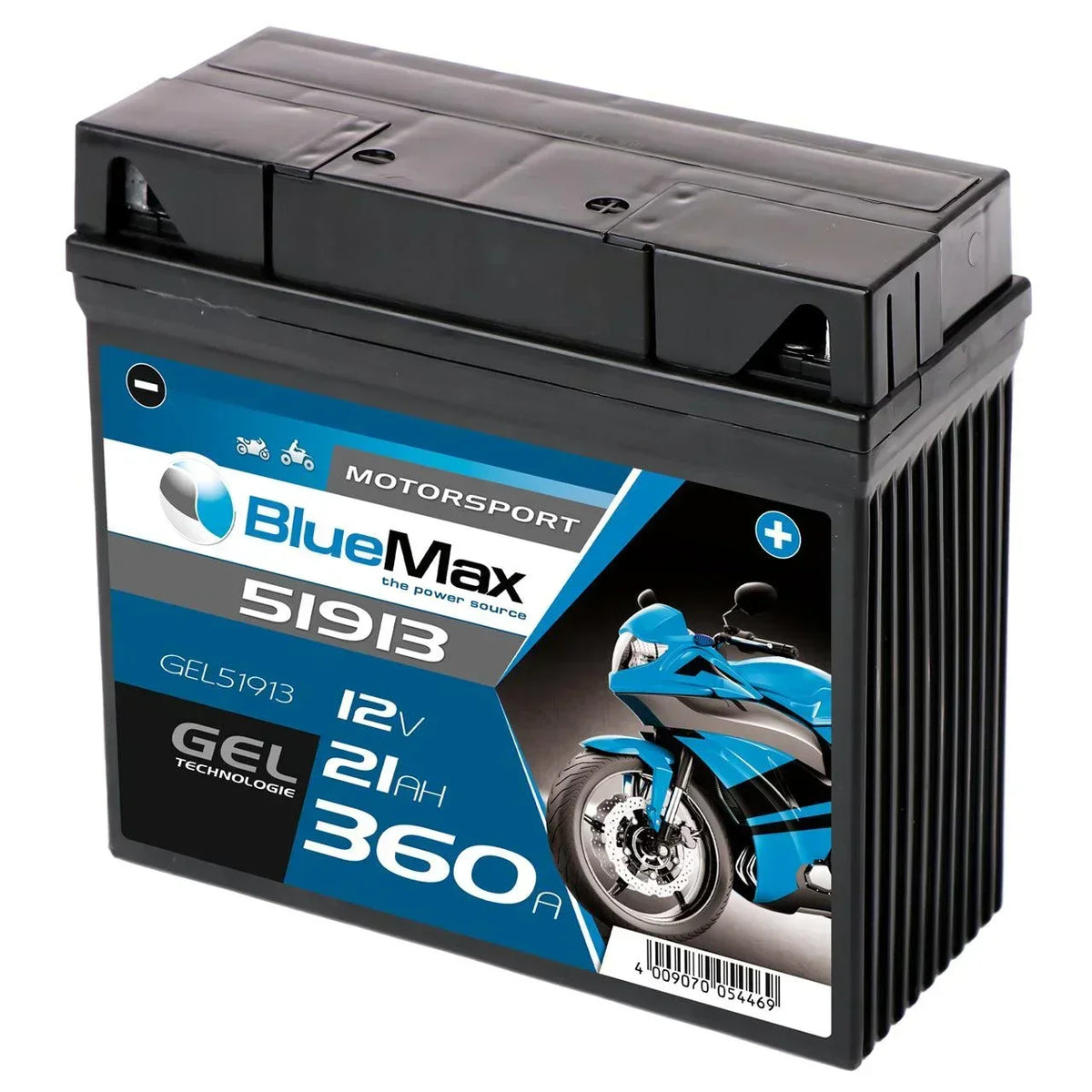 BLUEMAX Motorsport 51913 GEL 12V 21Ah 360A/EN Motorradbatterie