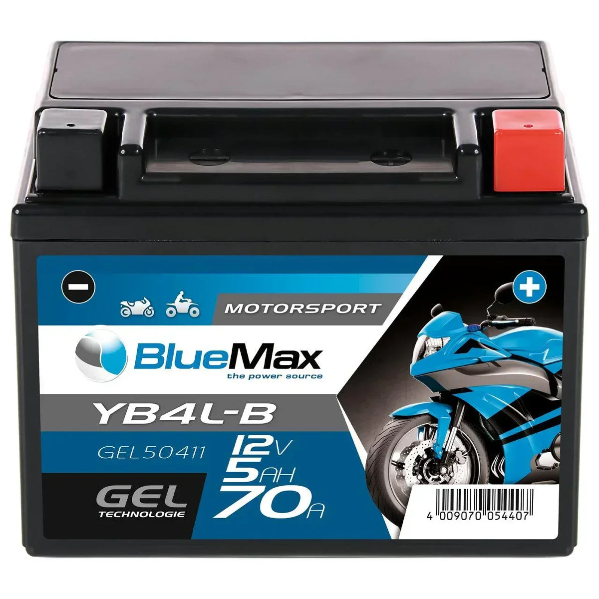 BLUEMAX Motorsport 50411 GEL 12V 5Ah 70A/EN Motorradbatterie