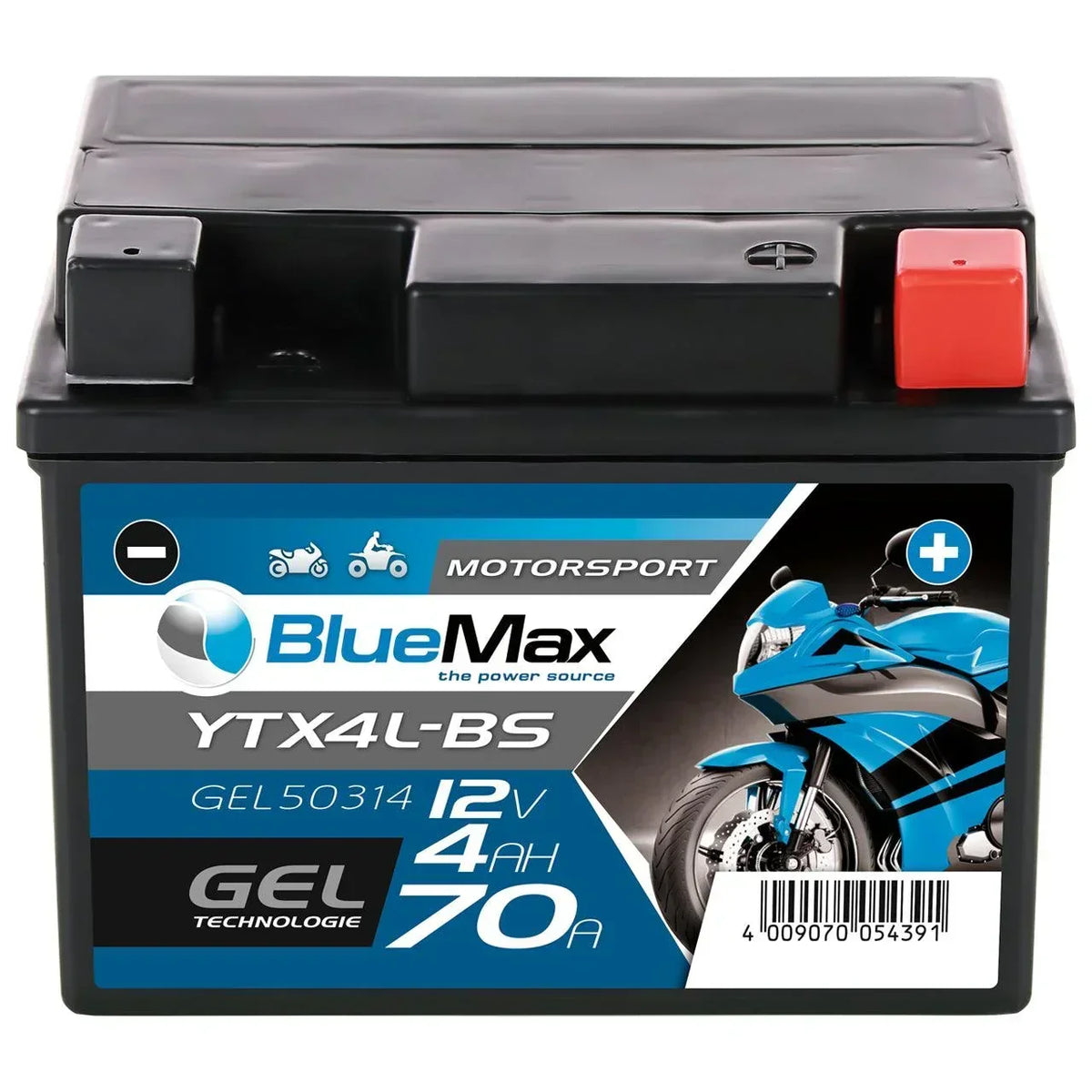 BLUEMAX Motorsport 50314 GEL 12V 4Ah 70A/EN Motorradbatterie