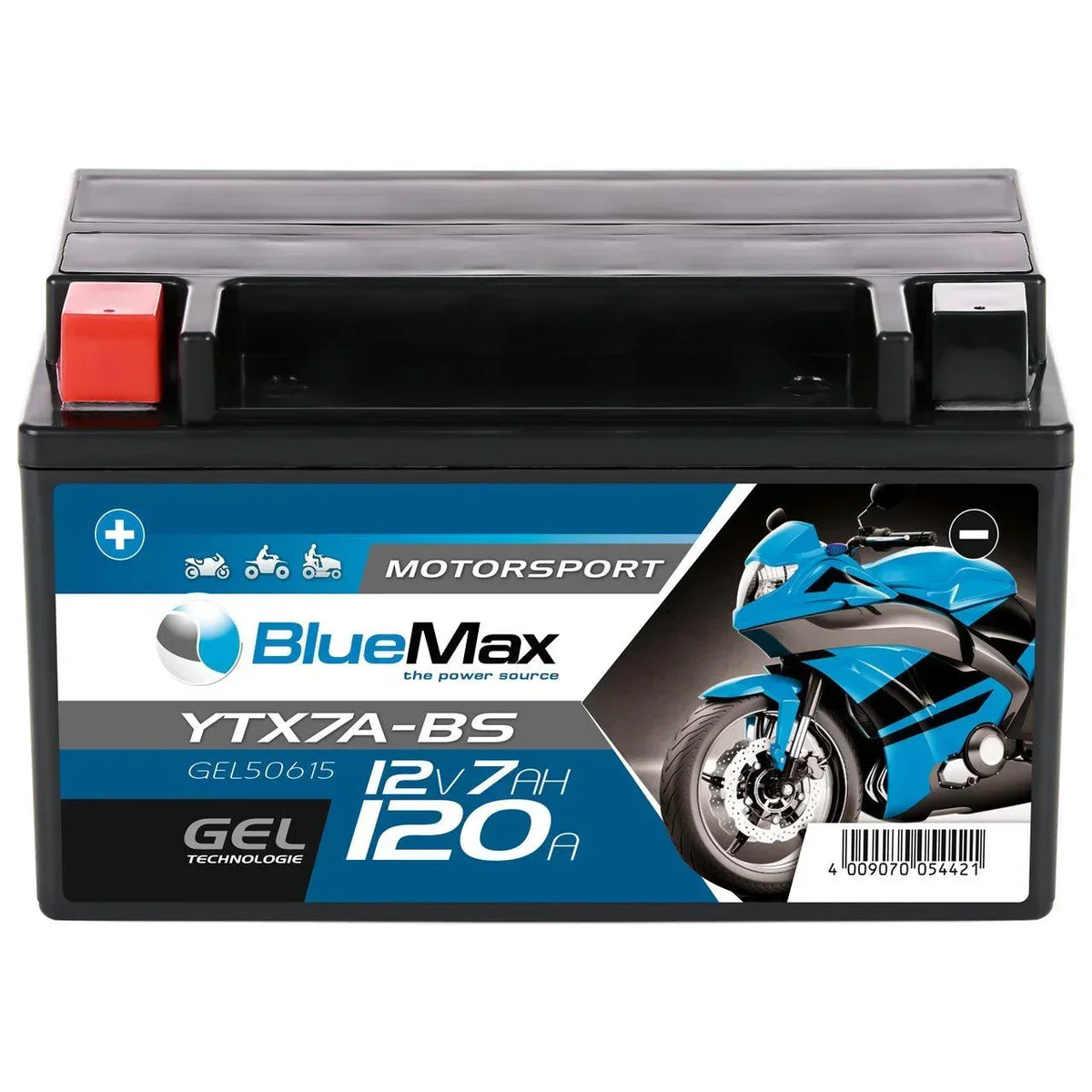 BLUEMAX Motorsport 50615 GEL 12V 7Ah 120A/EN Motorradbatterie