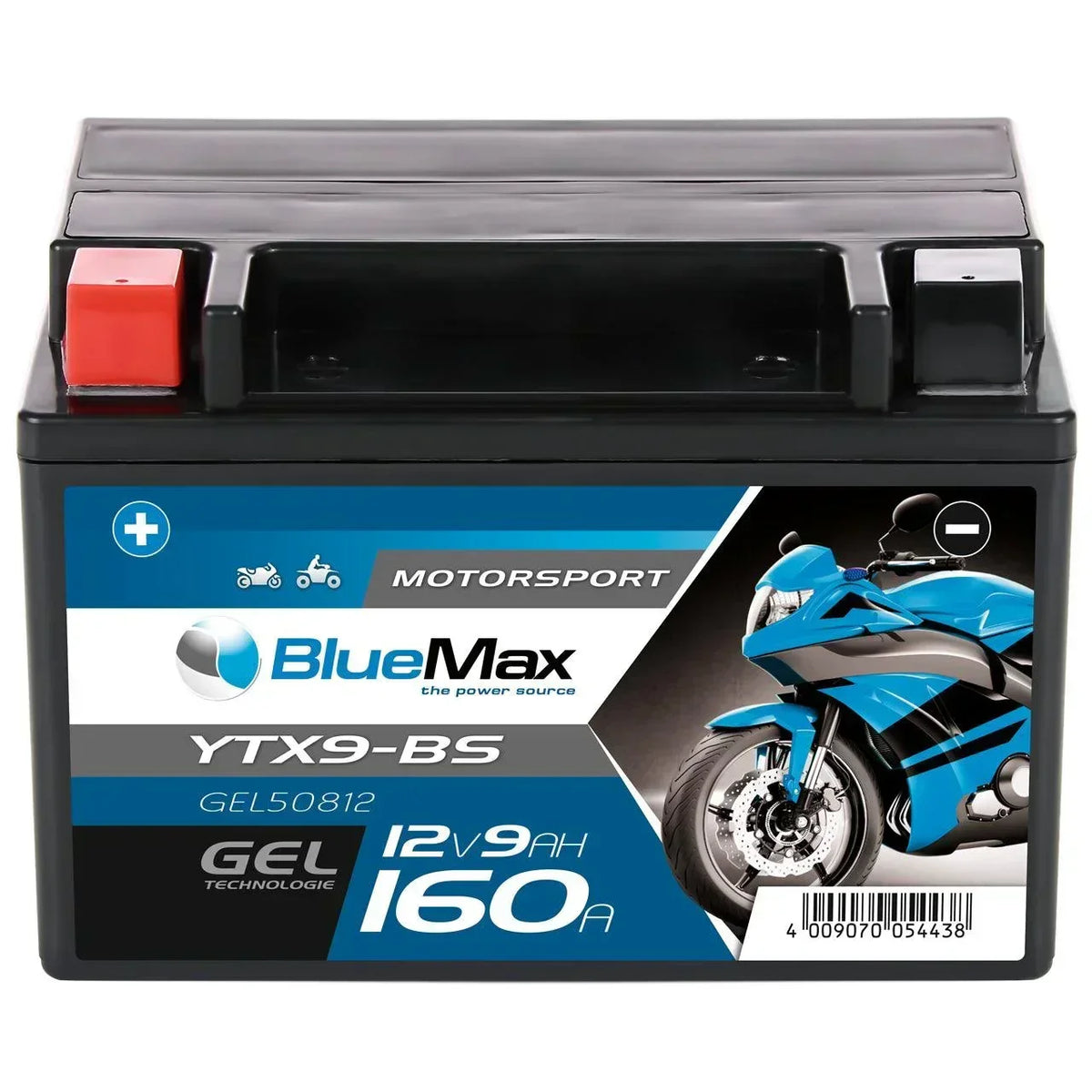 BLUEMAX Motorsport 50812 GEL 12V 9Ah 160A/EN Motorradbatterie
