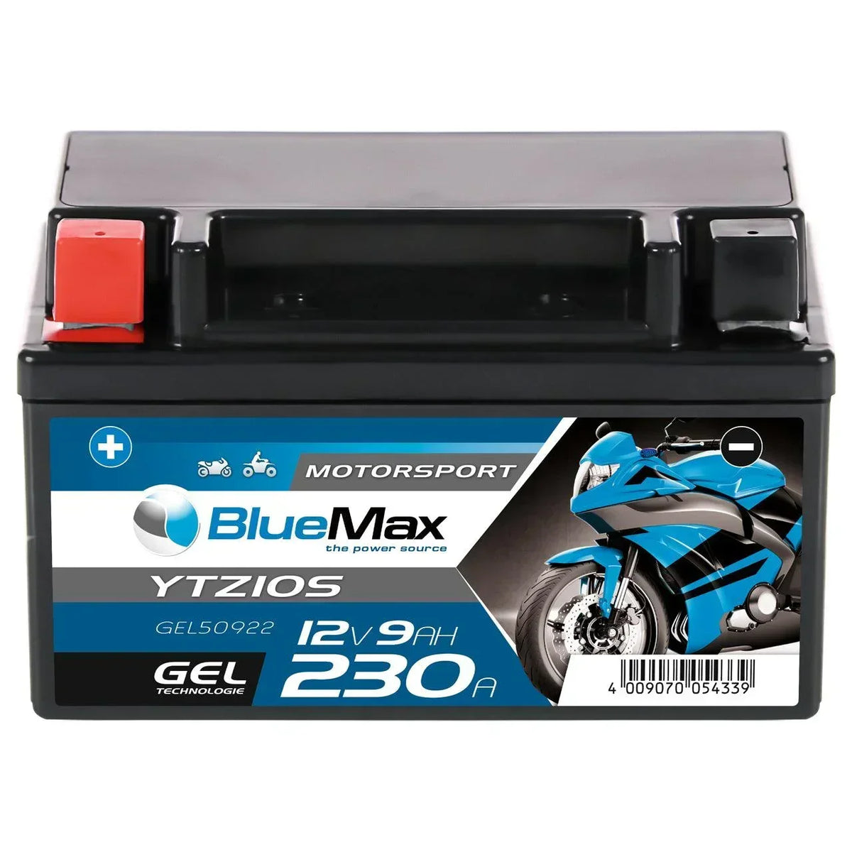 BLUEMAX Motorsport 50922 GEL 12V 9Ah 230A/EN Motorradbatterie