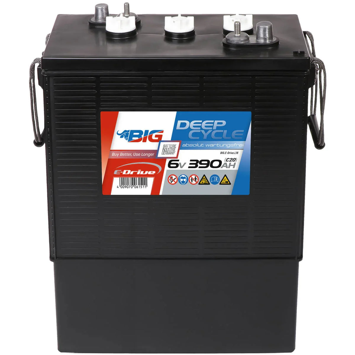 BIG E-Drive L16 6V 390Ah Traktionsbatterie ersetzt L16E-AC, L16G-AC, L16H-AC, L16P-AC