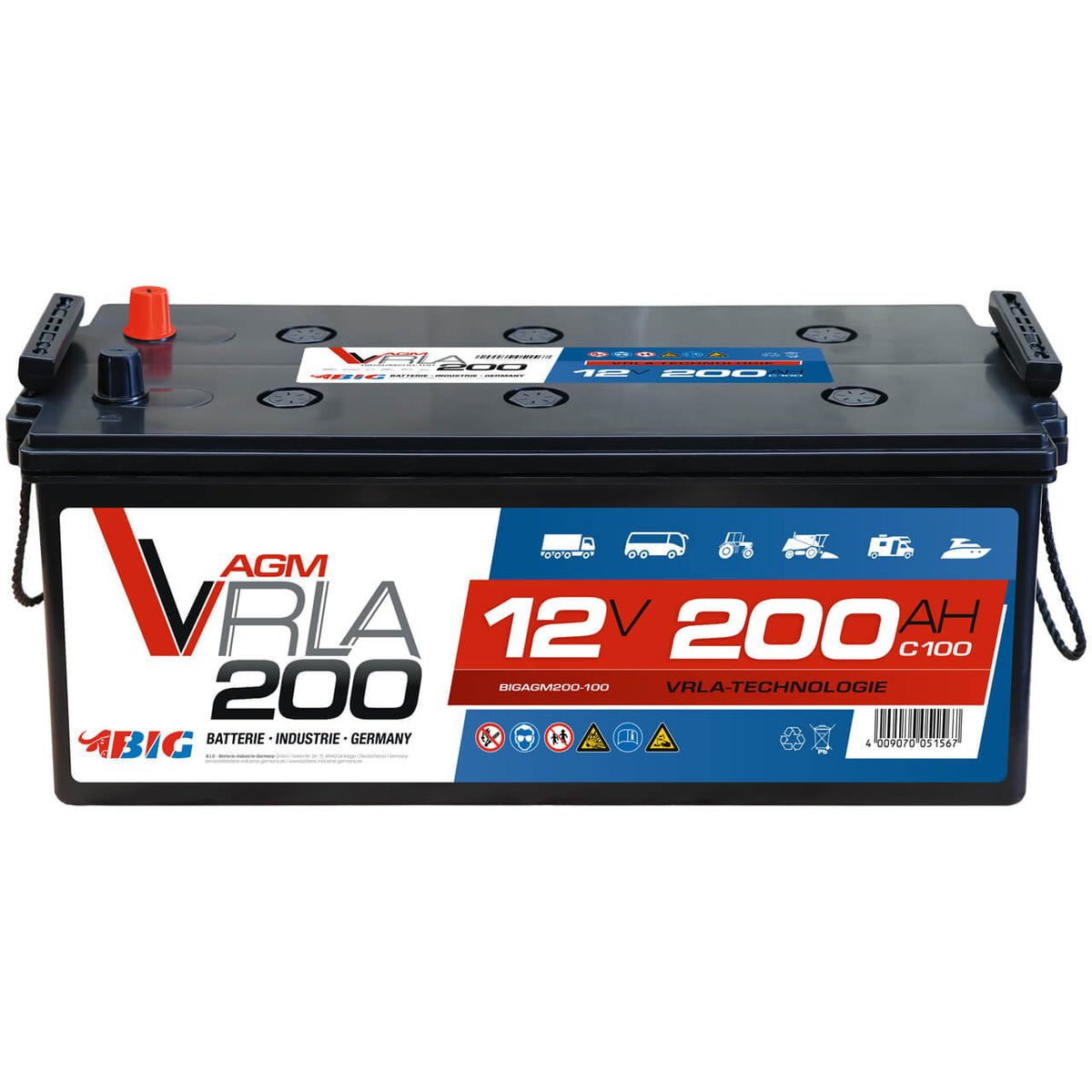 BIG Professional AGM 12V 200Ah C100 Versorgerbatterie
