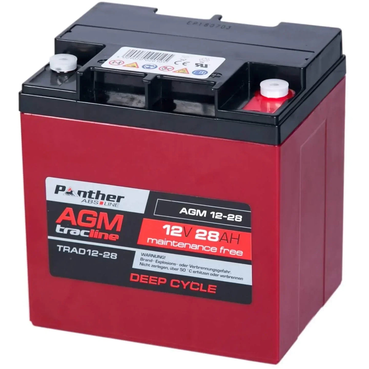 Traktionsbatterie Panther Tracline AGM 12V 28Ah Seite rechts