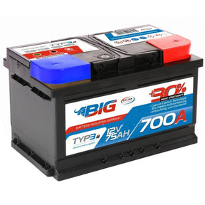 BIG +30% T-Modell 12V 75Ah 700A/EN Autobatterie