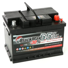 Autobatterie BlackMax 12V 65Ah Seite links