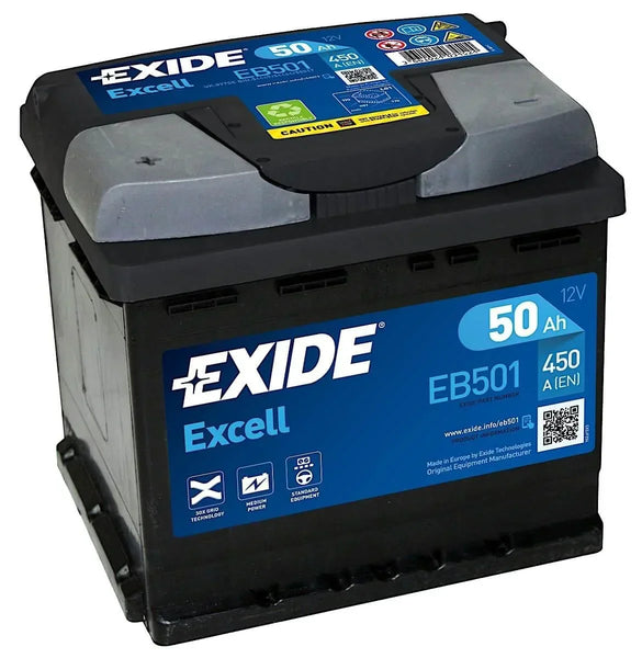Exide Excell EB501 12V 50Ah 450A/EN Autobatterie