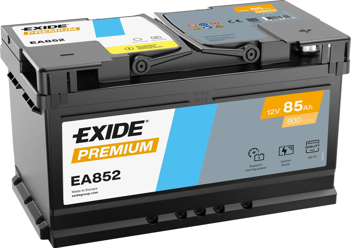 Autobatterie Exide Premium EA852 12V 85Ah Seite links