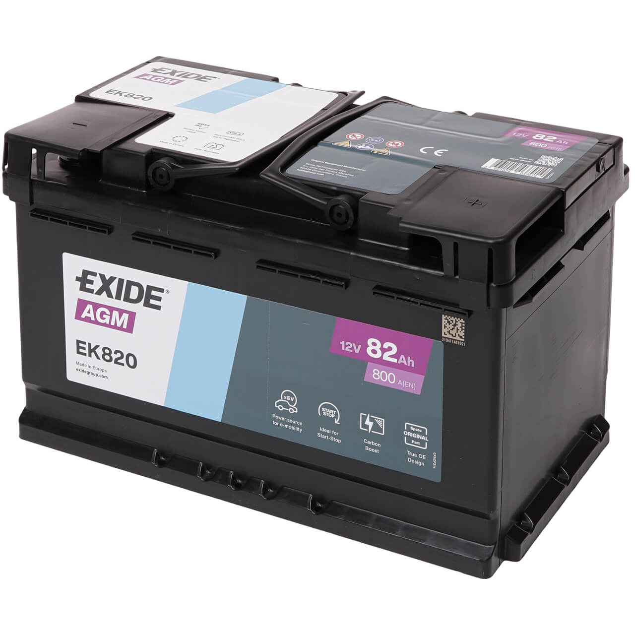Exide Start-Stop EK820 AGM 12V 82Ah 800A/EN ersetzt Exide EK800 Autobatterie