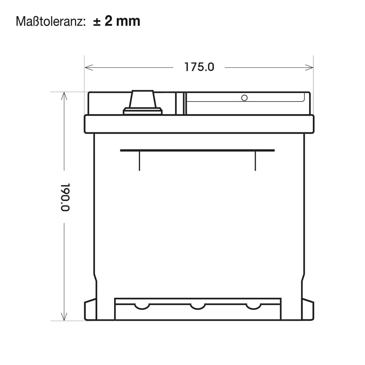 Bordnetzbatterie SilverMax EV AGM 12V 70Ah technische Zeichnung Seite