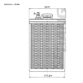 Traktionsbatterie für Reinigungsmaschinen Hebebuehnen Scherenlifte BIG E-Drive T-890 8V 190Ah technische Zeichnung Seite
