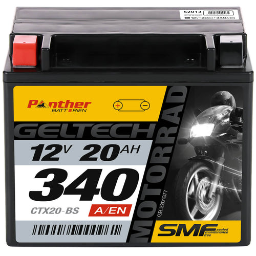 Panther Motorrad CTX20-BS 52013 GEL 12V 20Ah 240A/EN Motorradbatterie