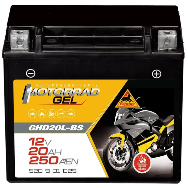 Panther Motorrad GHD20L-BS 52001 GEL 12V 20Ah 250A/EN Motorradbatterie