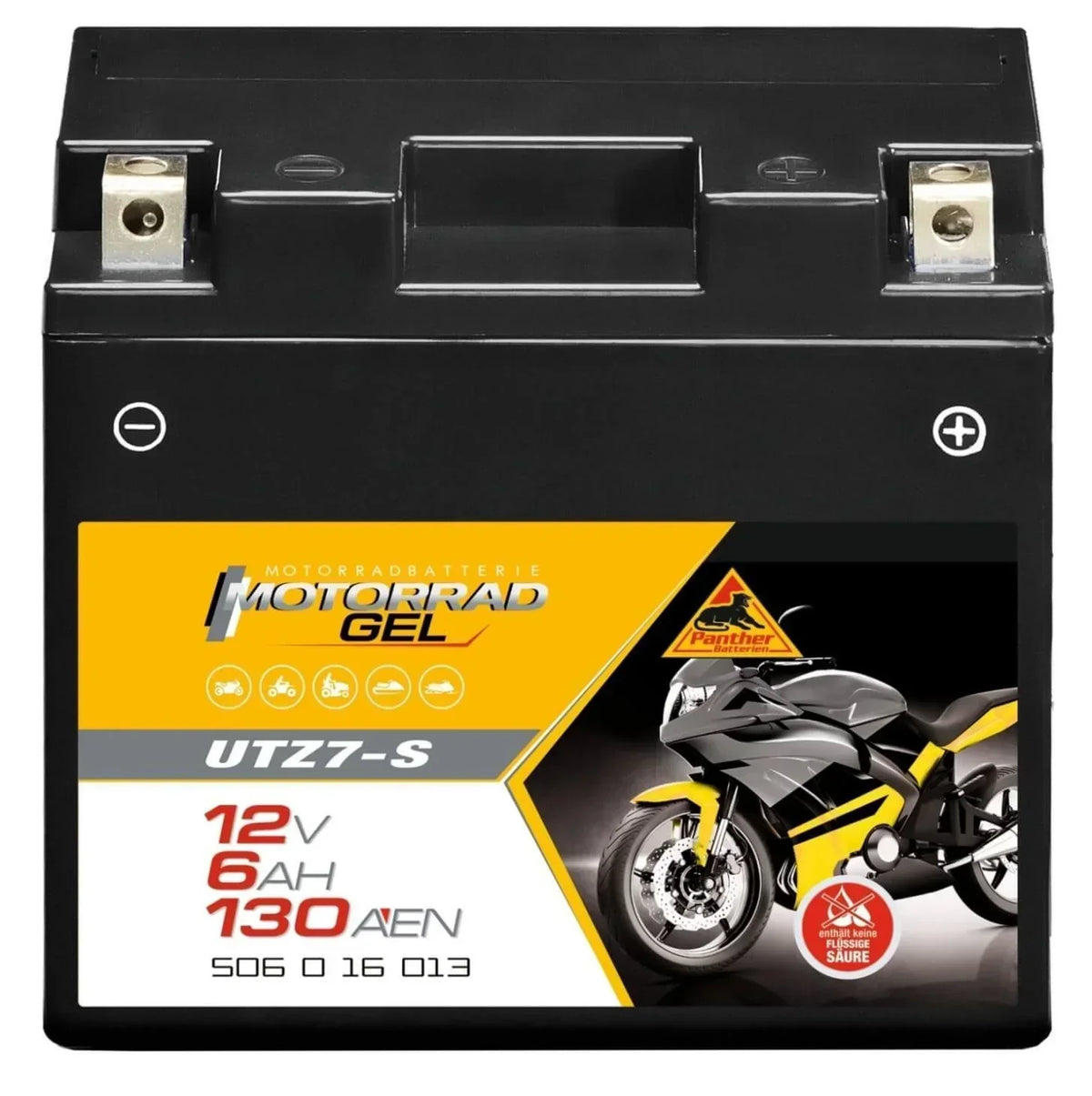 Motorradbatterie Panther GEL UTZ7-S 50616 12V 6Ah Front