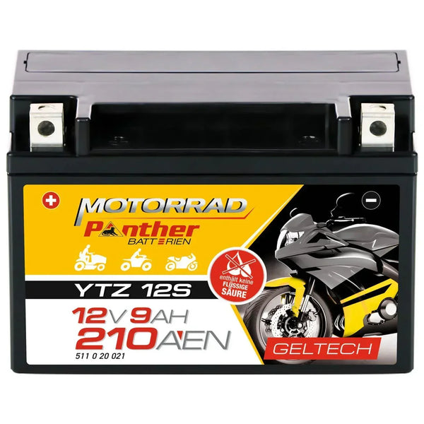 Panther Motorrad YTZ12S 51120 GEL 12V 9Ah 210A/EN Motorradbatterie
