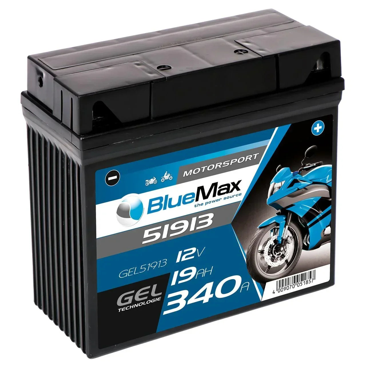 BLUEMAX Motorsport 51913 GEL 12V 19Ah 340A/EN Motorradbatterie