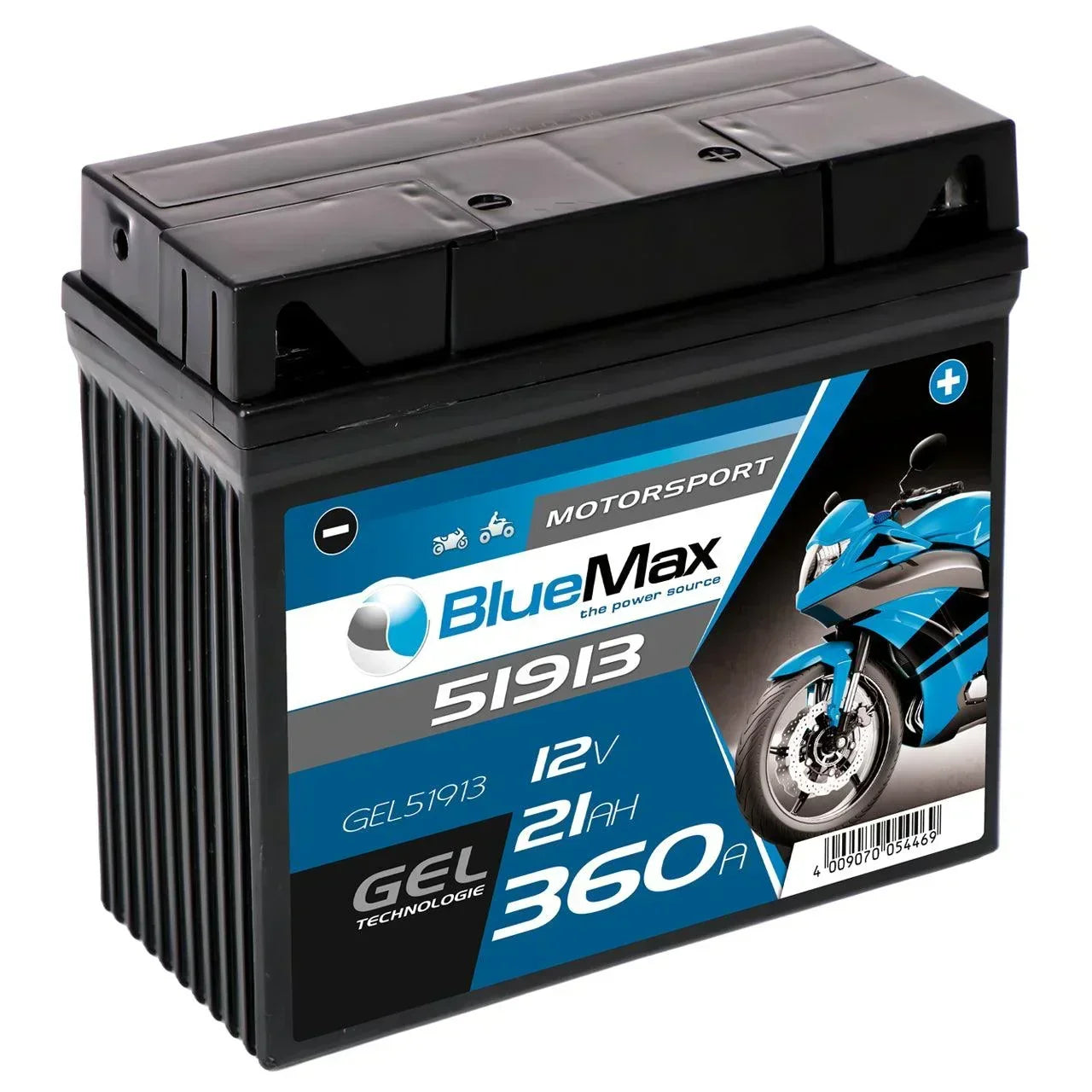 BLUEMAX Motorsport 51913 GEL 12V 21Ah 360A/EN Motorradbatterie
