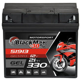 Motorradbatterie BlackMax Motorsport GEL 51913 12V 21Ah Front