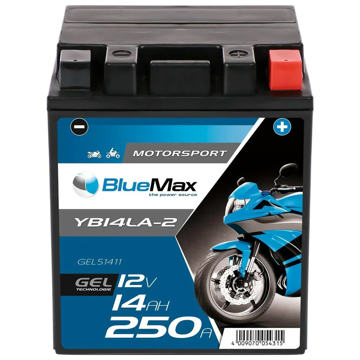BLUEMAX Motorsport 51411 GEL 12V 14Ah 250A/EN Motorradbatterie