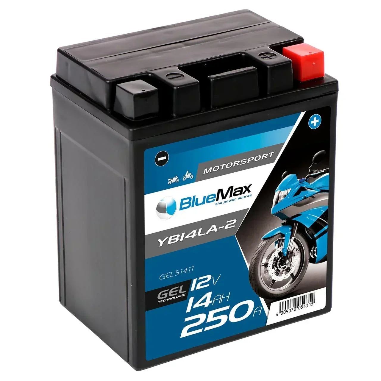 BLUEMAX Motorsport 51411 GEL 12V 14Ah 250A/EN Motorradbatterie