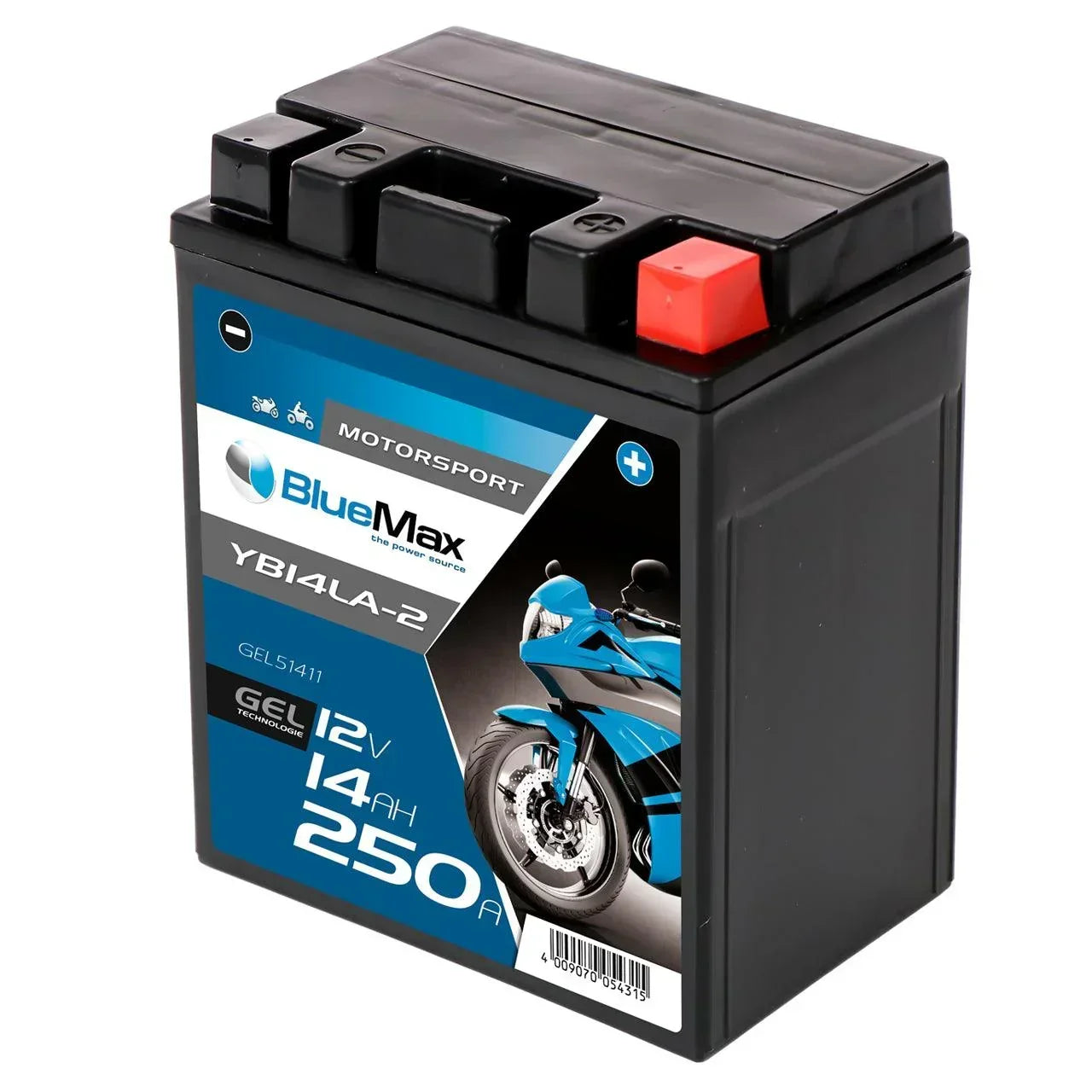 BLUEMAX Motorsport 51411 GEL 12V 14Ah 250A/EN Motorradbatterie