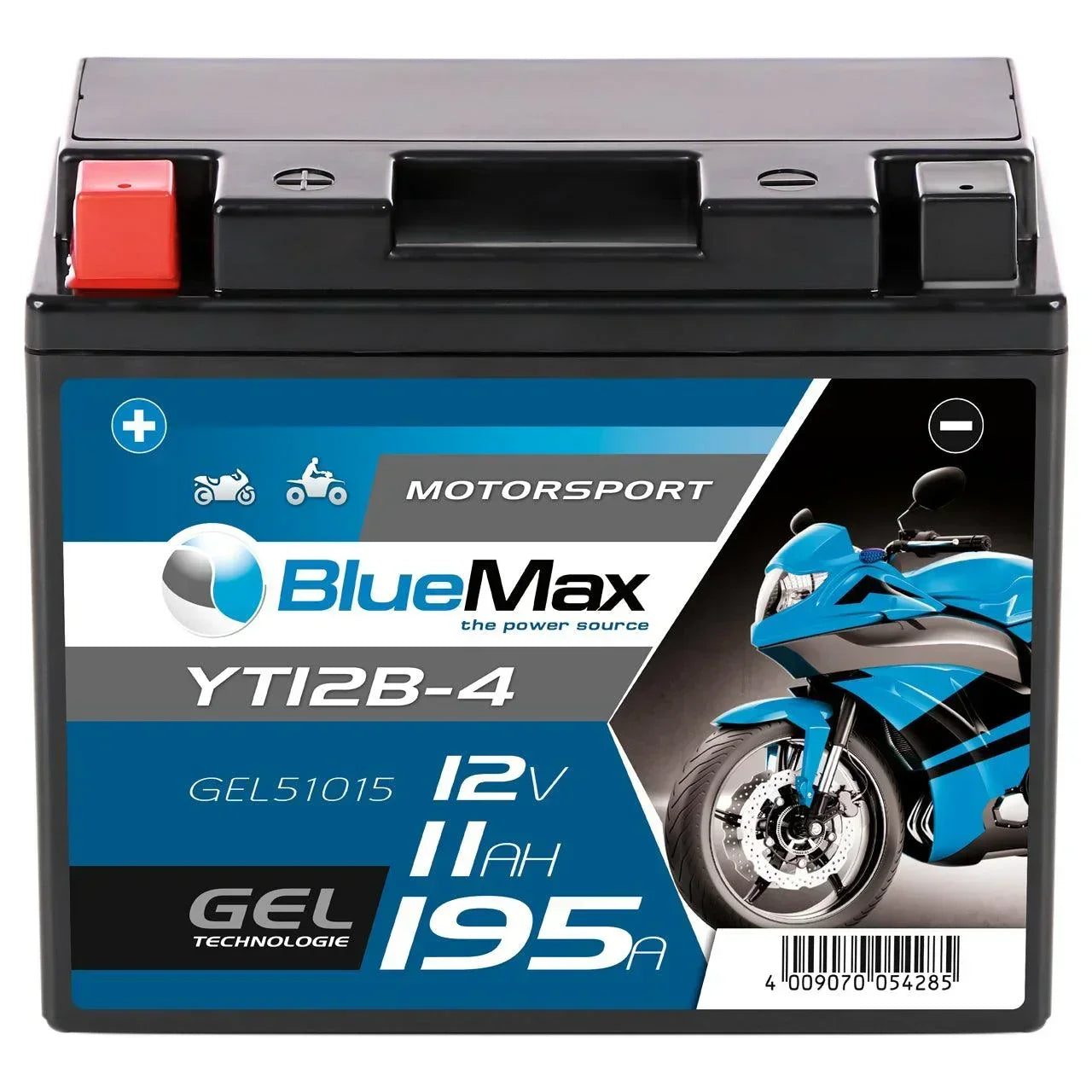 BLUEMAX Motorsport 51015 GEL 12V 11Ah 195A/EN Motorradbatterie