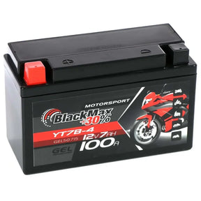 Motorradbatterie BlackMax Motorsport GEL YT7B-4 50715 12V 7Ah Seite links