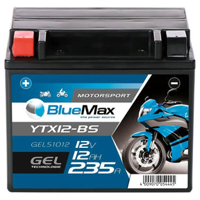 BLUEMAX Motorsport 51012 GEL 12V 12Ah 235A/EN Motorradbatterie