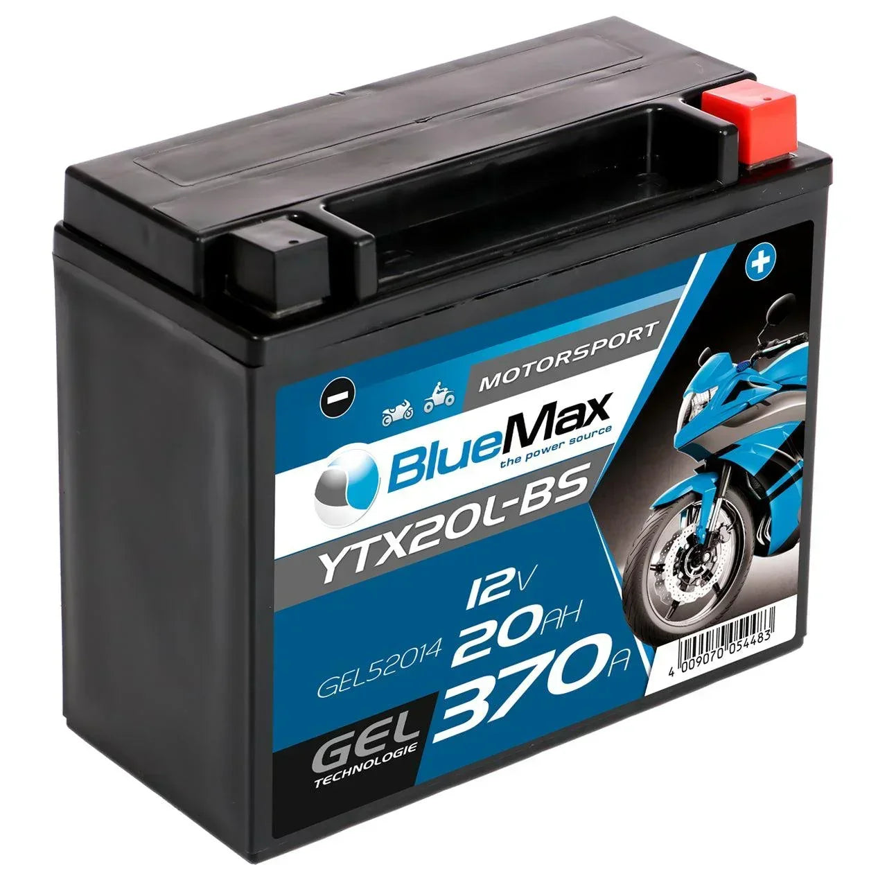 BLUEMAX Motorsport YTX20L-BS 52014 GEL 12V 20Ah 370A/EN Motorradbatterie