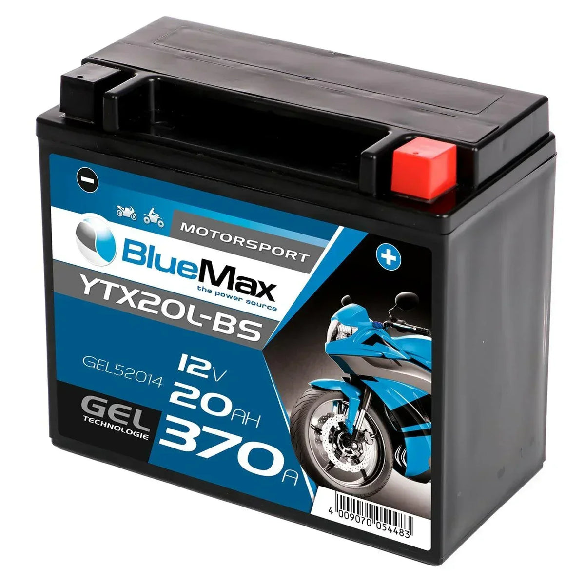 BLUEMAX Motorsport YTX20L-BS 52014 GEL 12V 20Ah 370A/EN Motorradbatterie