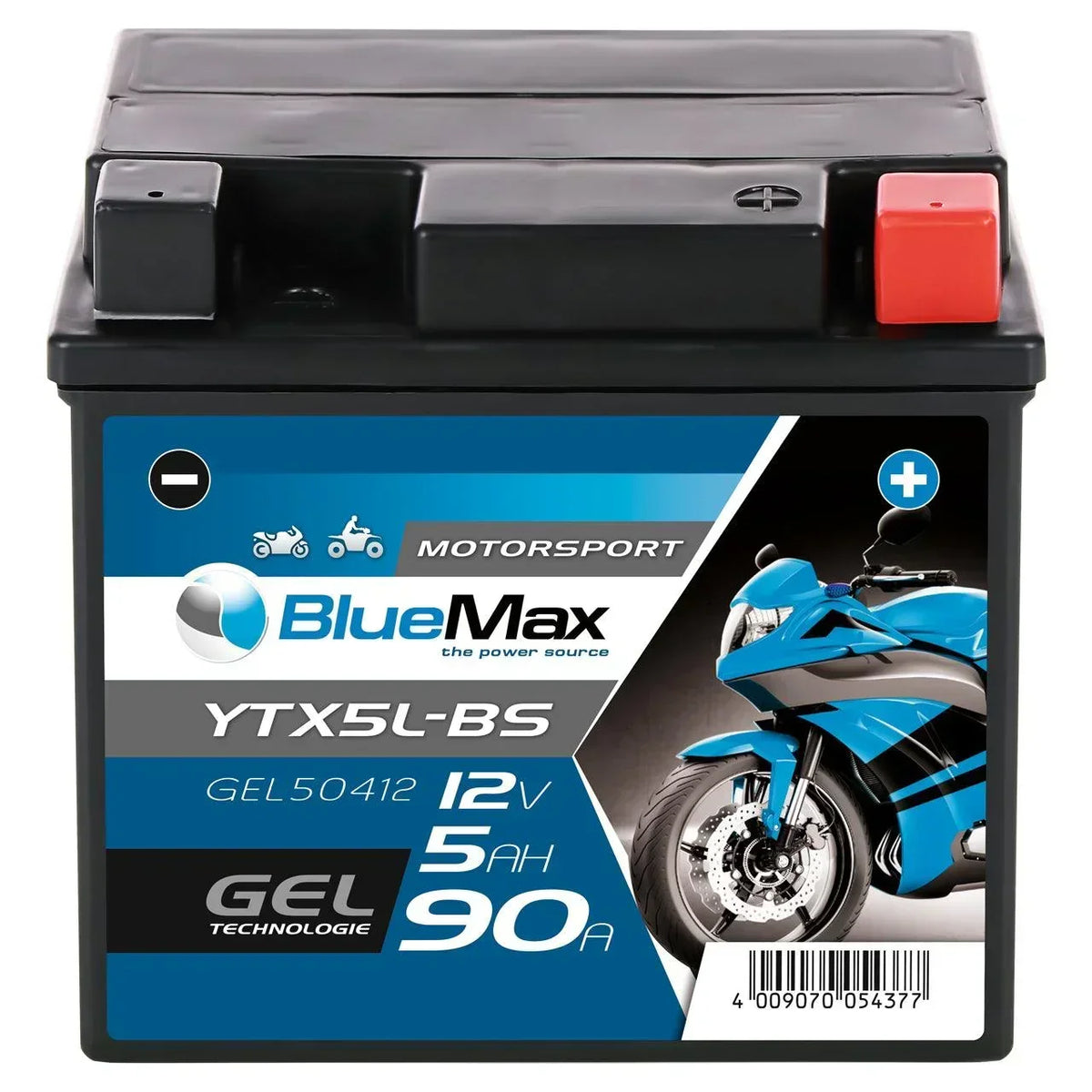 BLUEMAX Motorsport 50412 GEL 12V 5Ah 90A/EN Motorradbatterie