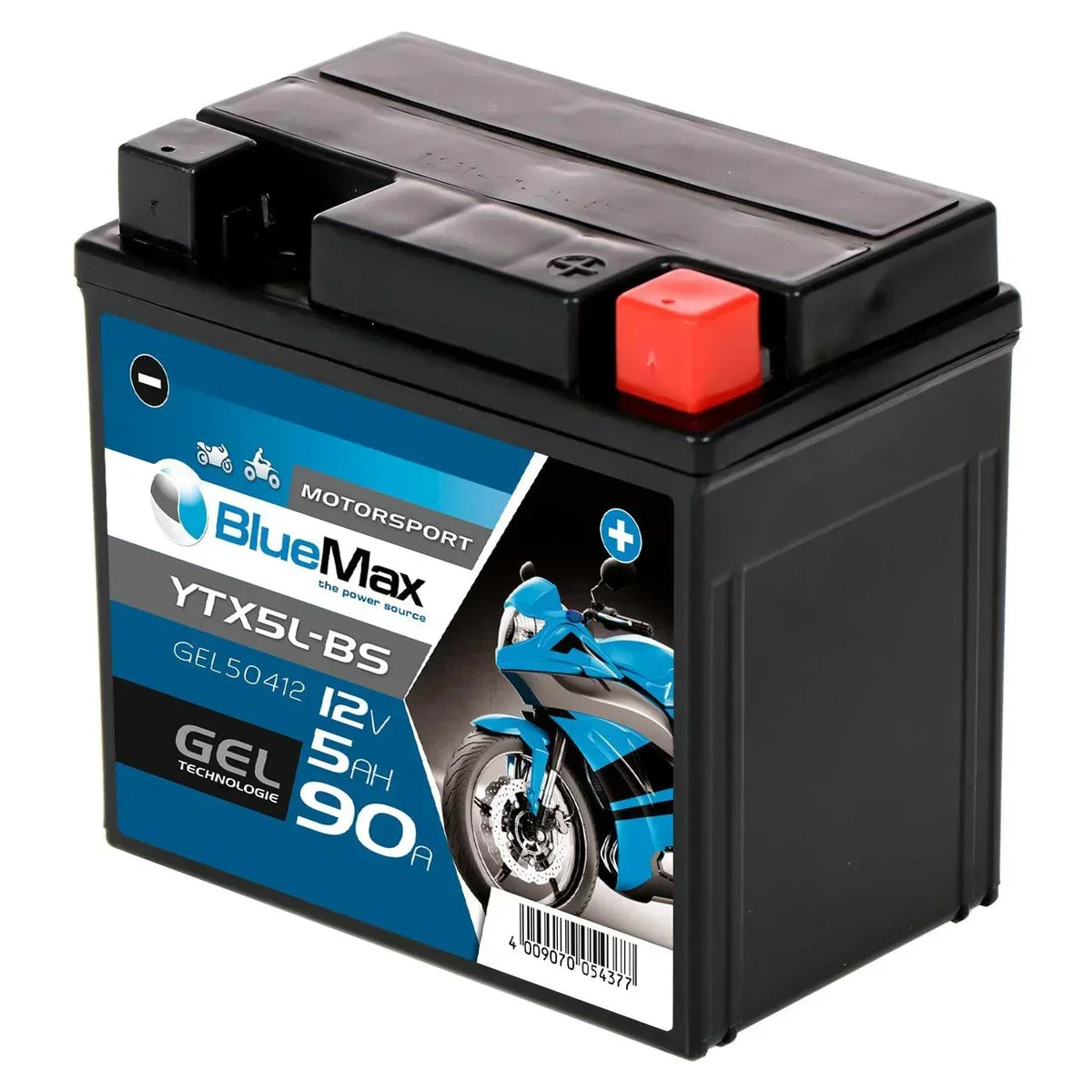 BLUEMAX Motorsport 50412 GEL 12V 5Ah 90A/EN Motorradbatterie
