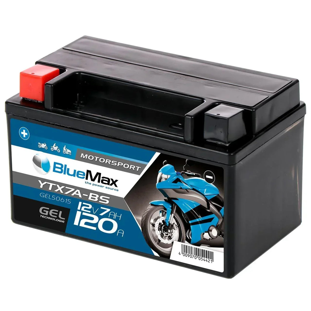 BLUEMAX Motorsport 50615 GEL 12V 7Ah 120A/EN Motorradbatterie