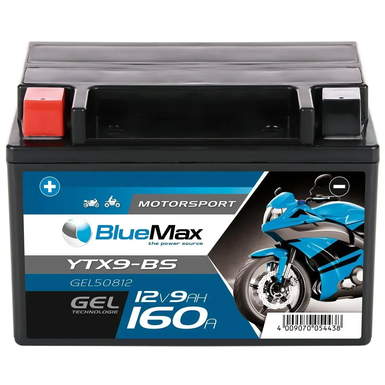 BLUEMAX Motorsport 50812 GEL 12V 9Ah 160A/EN Motorradbatterie