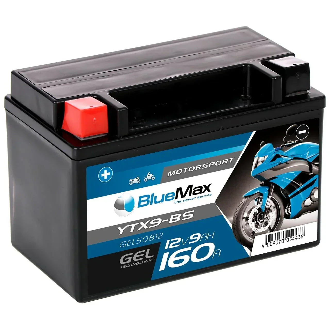 BLUEMAX Motorsport 50812 GEL 12V 9Ah 160A/EN Motorradbatterie