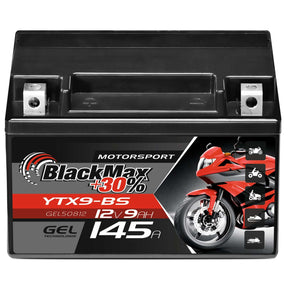 BlackMax +30% Motorsport YTX9-BS 50812 GEL 12V 9Ah 145A/EN Motorradbatterie