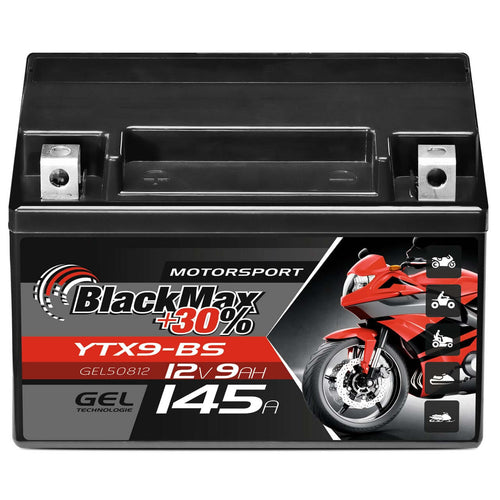 BlackMax +30% Motorsport YTX9-BS 50812 GEL 12V 9Ah 145A/EN Motorradbatterie