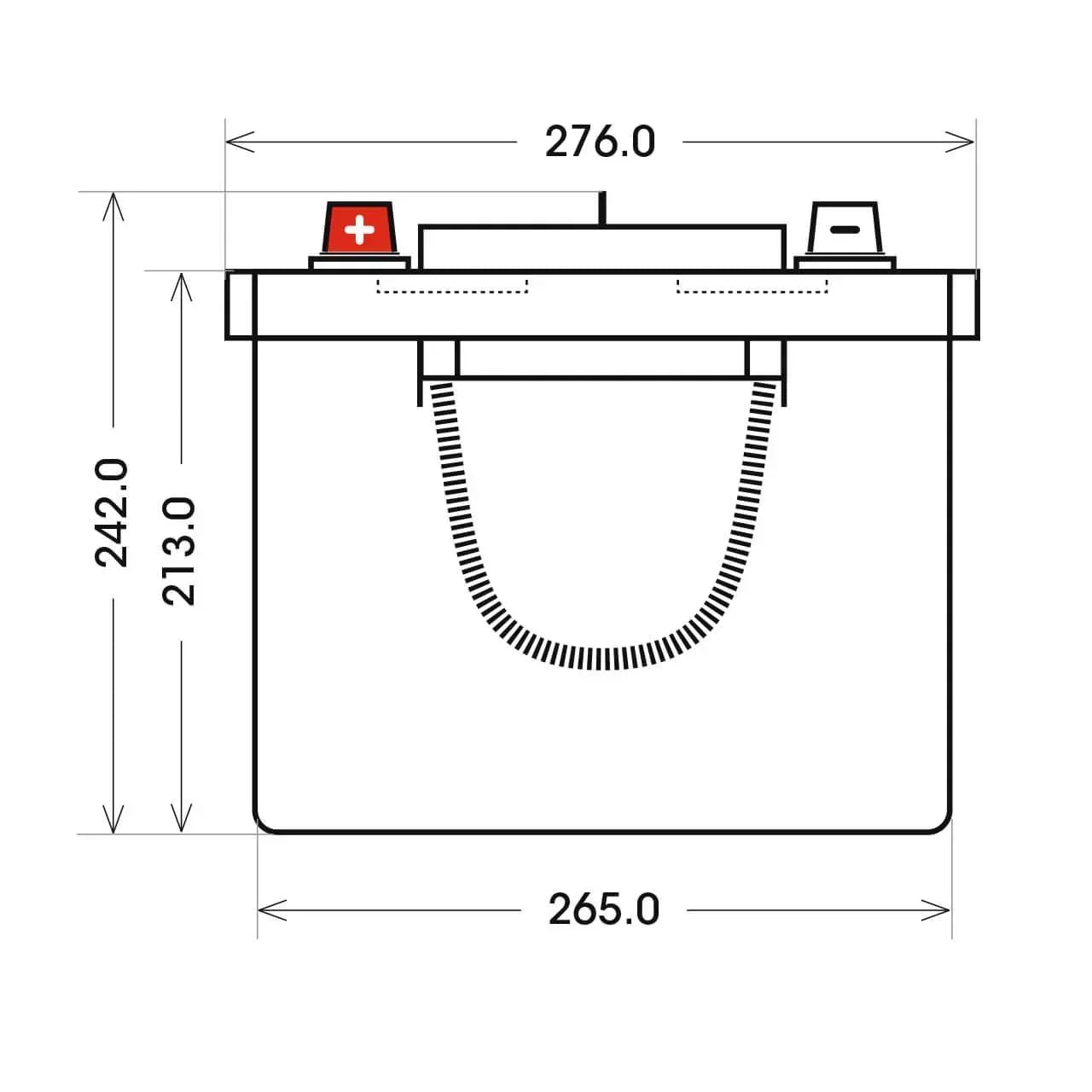 Nutzfahrzeugbatterie BlackMax SHD 12V 240Ah technische Zeichnung Seite