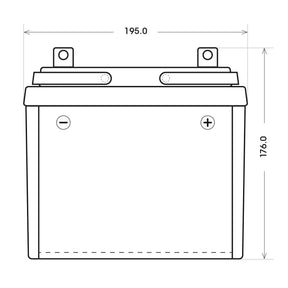 Rasentraktor Batterie BIG U1R 12V 30Ah 330A/EN technische Zeichnung Front