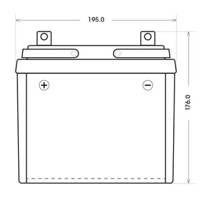 Rasentraktor Batterie GreenMax U1 12V 32Ah technische Zeichnung Front