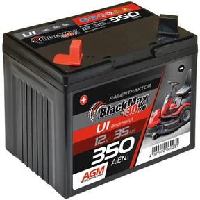 Rasentraktor Batterie BlackMax U1 12V 35Ah Seite links