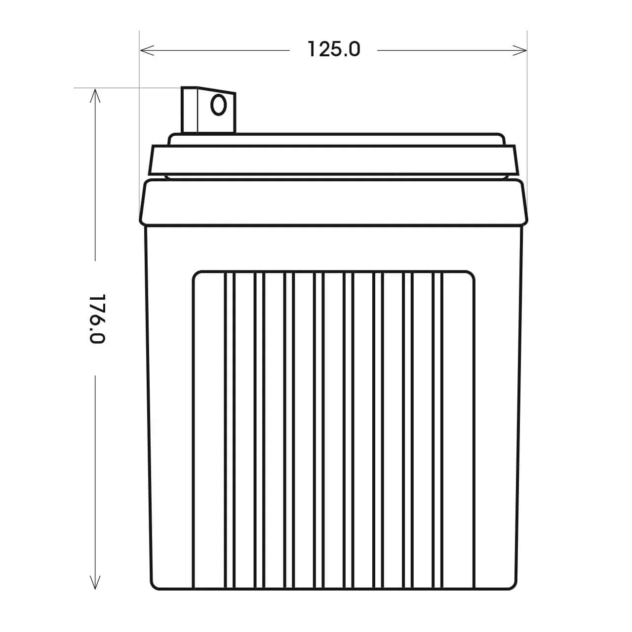 Rasentraktor Batterie BlackMax U1 12V 35Ah technische Zeichnung Seite