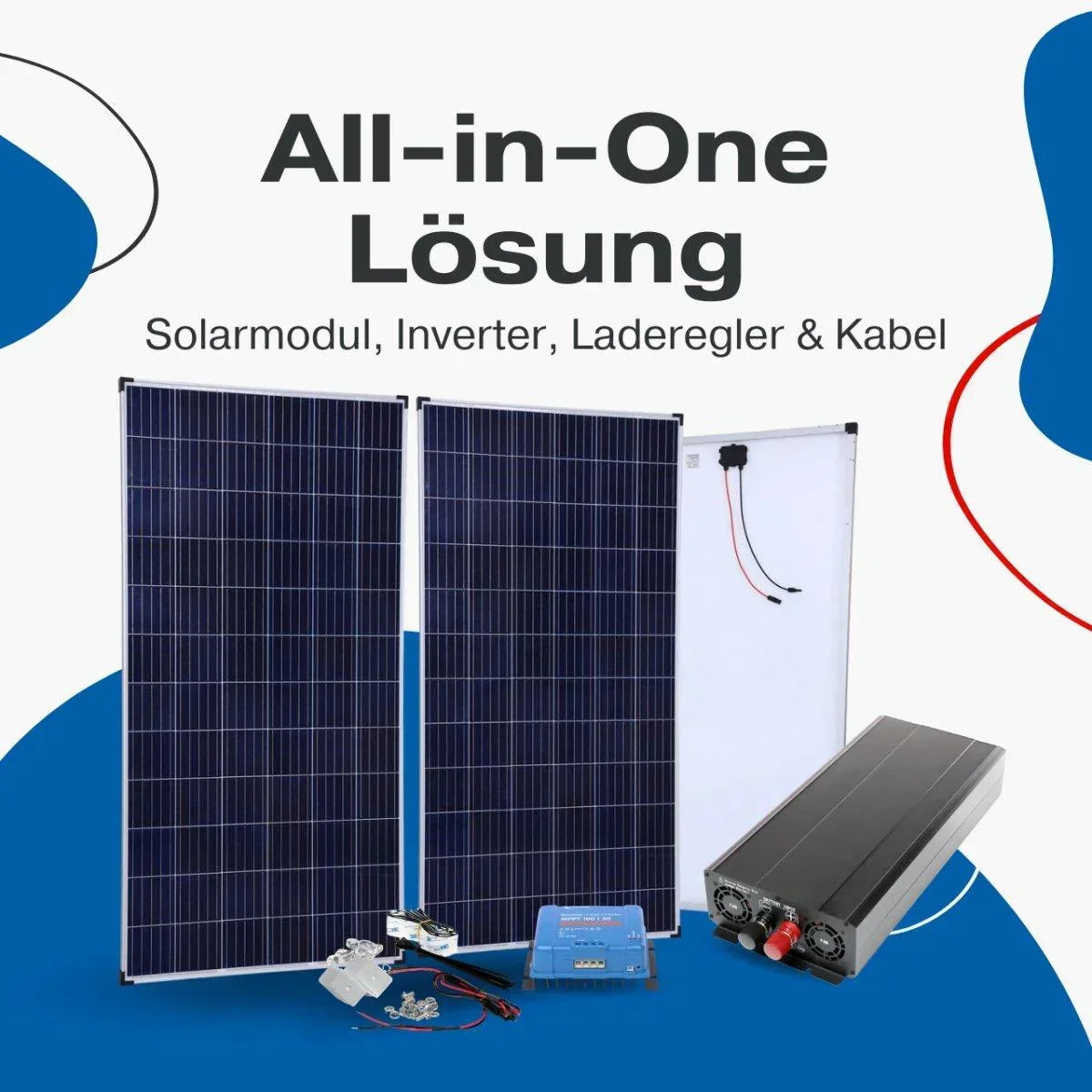 BIG Power Grid Solaranlage 24V 3000W Inverter + 2x 360W Panel Polykristallin + Victron Smart Solar MPPT 100/30