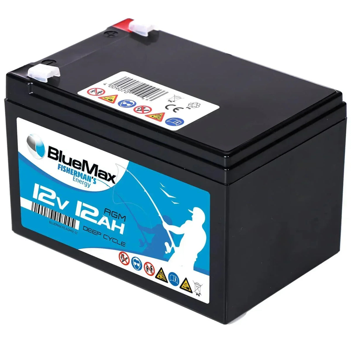 Versorgerbatterie BLUEMAX Fishermans Energy AGM 12V 12Ah Seite rechts